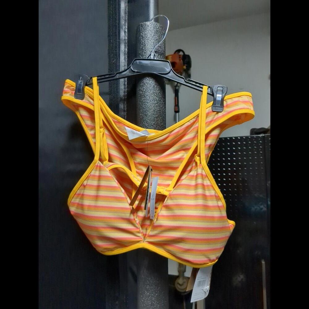 Volcom Striped  Triangle Top Sz L And Bikini Sz XXL NWT